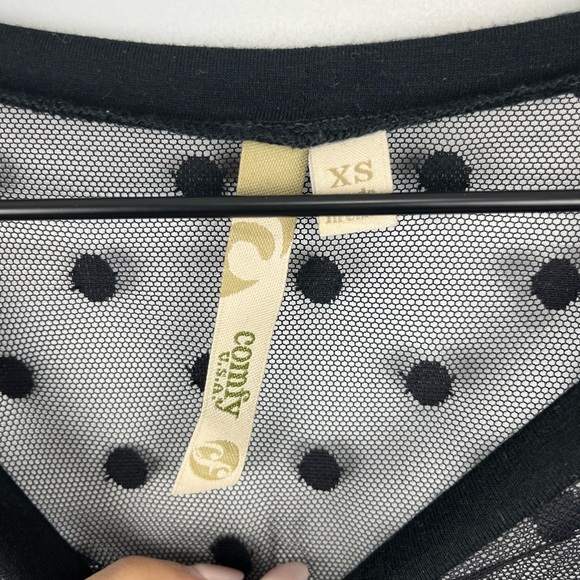 Comfy USA Black Sheer Polka Dot Overlay Tunic XS - Picture 4 of 4